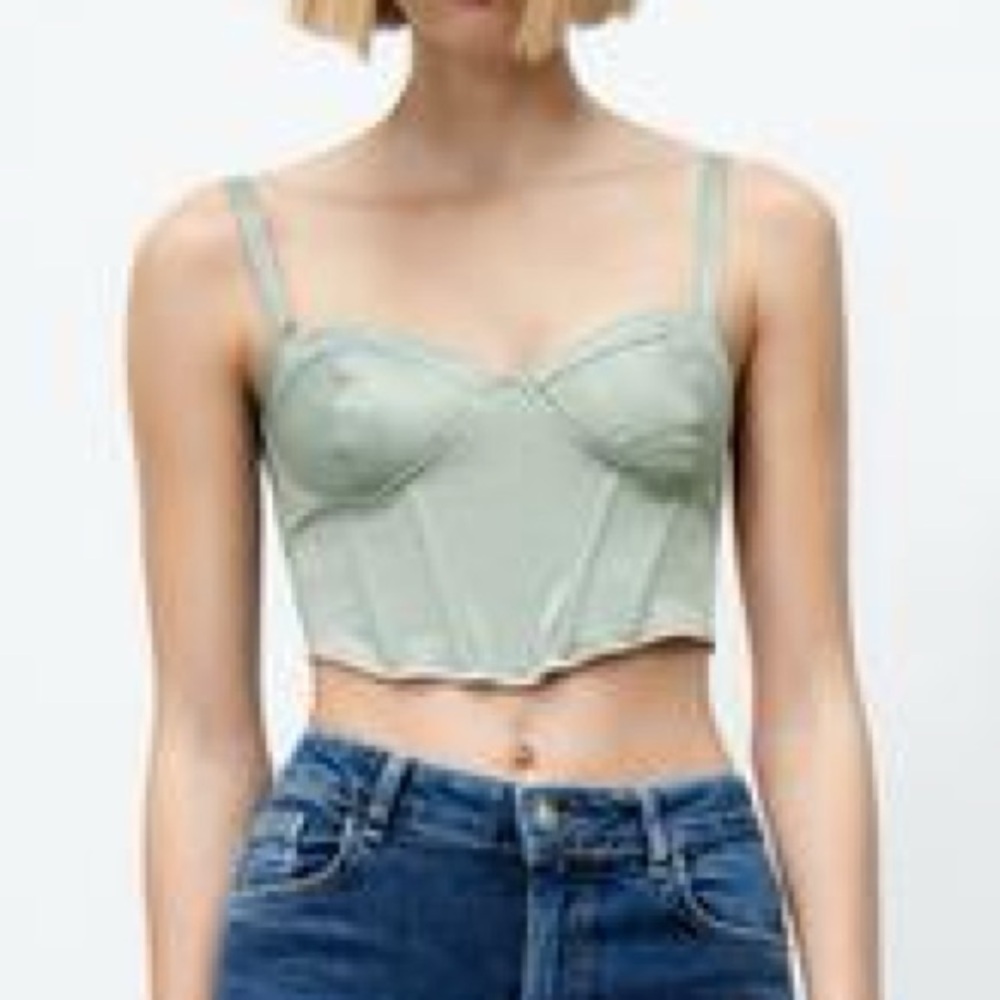 Zara Sage Green Corset Top